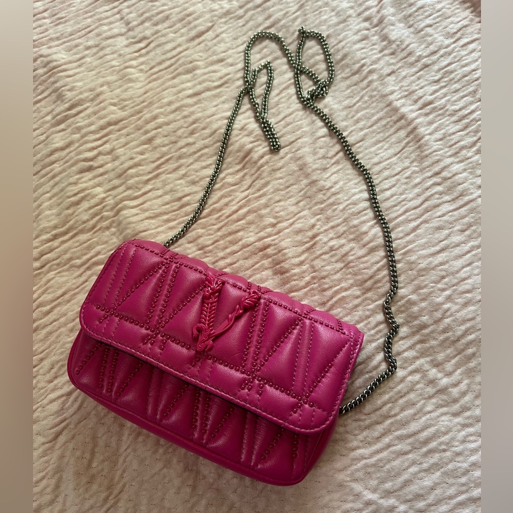 Versace Pink Quilted Crossbody Bag with Chain Strap